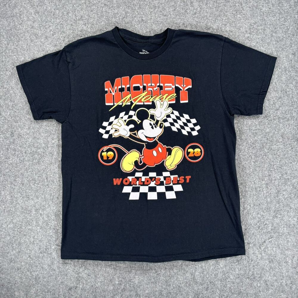 Disney Mickey Mouse World's Best Racer 28 Graphic T Shirt Black Mens Large
